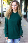 Explore More Collection - Classy Chic Hunter Green Mock Neck Chest Pocket Knit Sweater