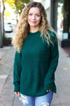 Explore More Collection - Classy Chic Hunter Green Mock Neck Chest Pocket Knit Sweater