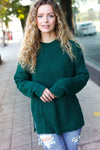 Explore More Collection - Classy Chic Hunter Green Mock Neck Chest Pocket Knit Sweater