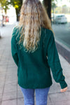 Explore More Collection - Classy Chic Hunter Green Mock Neck Chest Pocket Knit Sweater