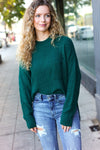 Explore More Collection - Classy Chic Hunter Green Mock Neck Chest Pocket Knit Sweater