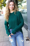 Explore More Collection - Classy Chic Hunter Green Mock Neck Chest Pocket Knit Sweater