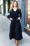 Explore More Collection - Beautiful You Black Pintuck Detail Frill V Neck Maxi Dress