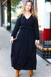 Explore More Collection - Beautiful You Black Pintuck Detail Frill V Neck Maxi Dress