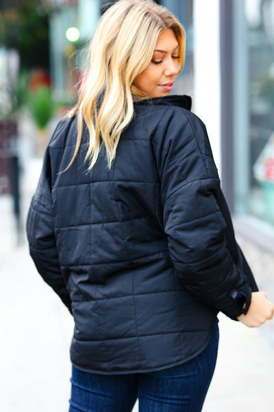 Explore More Collection - Eyes On You Black Quilted Puffer Jacket