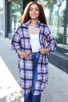 Explore More Collection - Fall Vibes Lavender Plaid Hacci Knit Open Cardigan