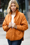 Explore More Collection - Eyes On You Butterscotch Quilted Puffer Jacket