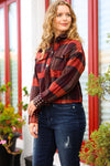 Explore More Collection - City Streets Burgundy & Rust Plaid Studded Cropped Jacket