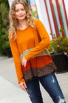 Explore More Collection - Give You Joy Rust/Taupe Leopard Print Tiered Babydoll Top