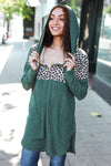 Explore More Collection - Diva Dreams Olive Leopard Print Half Zip Longline Hoodie