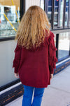 Explore More Collection - Beautiful You Burgundy Fringe Detail Knit Cardigan