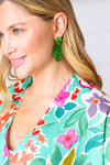 Explore More Collection - Emerald  Acrylic Monstera Leaf Earrings