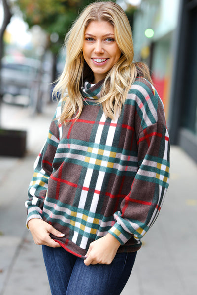 Explore More Collection - Embrace The Joy Multicolor Plaid Turtleneck Sweater