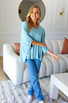 Explore More Collection - Call On Me Aqua Dolman Modal Knit Top