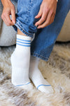 Explore More Collection - White & Blue Sporty Ankle Socks