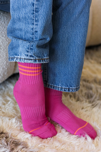 Explore More Collection - Fuchsia Sporty Ankle Socks