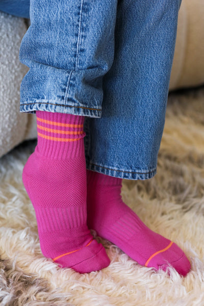 Explore More Collection - Fuchsia Sporty Ankle Socks