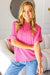 Explore More Collection - Sunny Days Fuchsia Mineral Wash Rib Cuff Sleeved Top