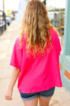 Explore More Collection - Be Bold Coral Crinkle Texture Pocketed Dolman Top