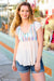 Explore More Collection - Multicolor Vertical Stripe V Neck Babydoll Top