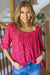 Explore More Collection - Perfectly You Fuchsia Floral Three Quarter Sleeve Square Neck Top