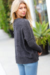 Explore More Collection - Weekend Ready Charcoal Melange Hacci Dolman Sweater