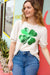 Explore More Collection - Saint Patty Sequin Clover French Terry Puff Sleeve Top