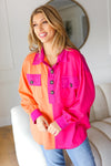 Explore More Collection - Feeling Bold Orange & Fuchsia Color Block Button Down Top