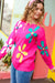 Explore More Collection - Flower Power Hot Pink Daisy Jacquard Pullover Sweater