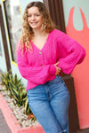 Explore More Collection - Pretty In Pink Button Down Pointelle Knit Cardigan