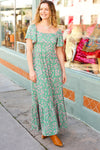 Explore More Collection - Perfectly You Green Ditzy Floral Fit & Flare Maxi Dress