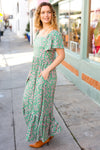 Explore More Collection - Perfectly You Green Ditzy Floral Fit & Flare Maxi Dress