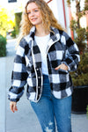 Explore More Collection - It's Your Best Black & Ivory Plaid Sherpa Button Down Jacket