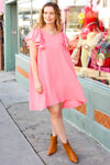 Explore More Collection - Out For The Day Peach Crinkle Woven Ruffle Sleeve Dress