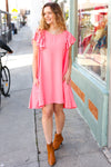 Explore More Collection - Out For The Day Peach Crinkle Woven Ruffle Sleeve Dress