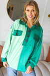 Explore More Collection - On The Way Up Mint Color Block Button Down Pullover