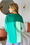 Explore More Collection - On The Way Up Mint Color Block Button Down Pullover