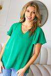 Explore More Collection - In Your Dreams Emerald Green Flutter Sleeve V Neck Top