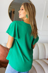 Explore More Collection - In Your Dreams Emerald Green Flutter Sleeve V Neck Top