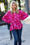 Explore More Collection - Red & Magenta Floral V Neck Woven Babydoll Top