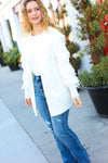 Explore More Collection - Make Your Day Ivory Fringe Detail Open Cardigan