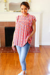 Explore More Collection - Red & Blue Boho Stripe Flutter Sleeve Top (Copy)