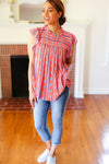 Explore More Collection - Red & Blue Boho Stripe Flutter Sleeve Top (Copy)