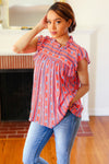 Explore More Collection - Red & Blue Boho Stripe Flutter Sleeve Top (Copy)