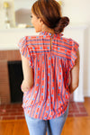 Explore More Collection - Red & Blue Boho Stripe Flutter Sleeve Top (Copy)