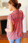 Explore More Collection - Red & Blue Boho Stripe Flutter Sleeve Top (Copy)