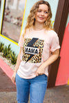 Explore More Collection - Peach "Mama" Animal Print Graphic Tee