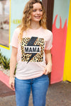 Explore More Collection - Peach "Mama" Animal Print Graphic Tee