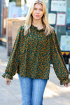 Explore More Collection - Sweet But Sassy Hunter Green Ditzy Floral Frill Neck Top