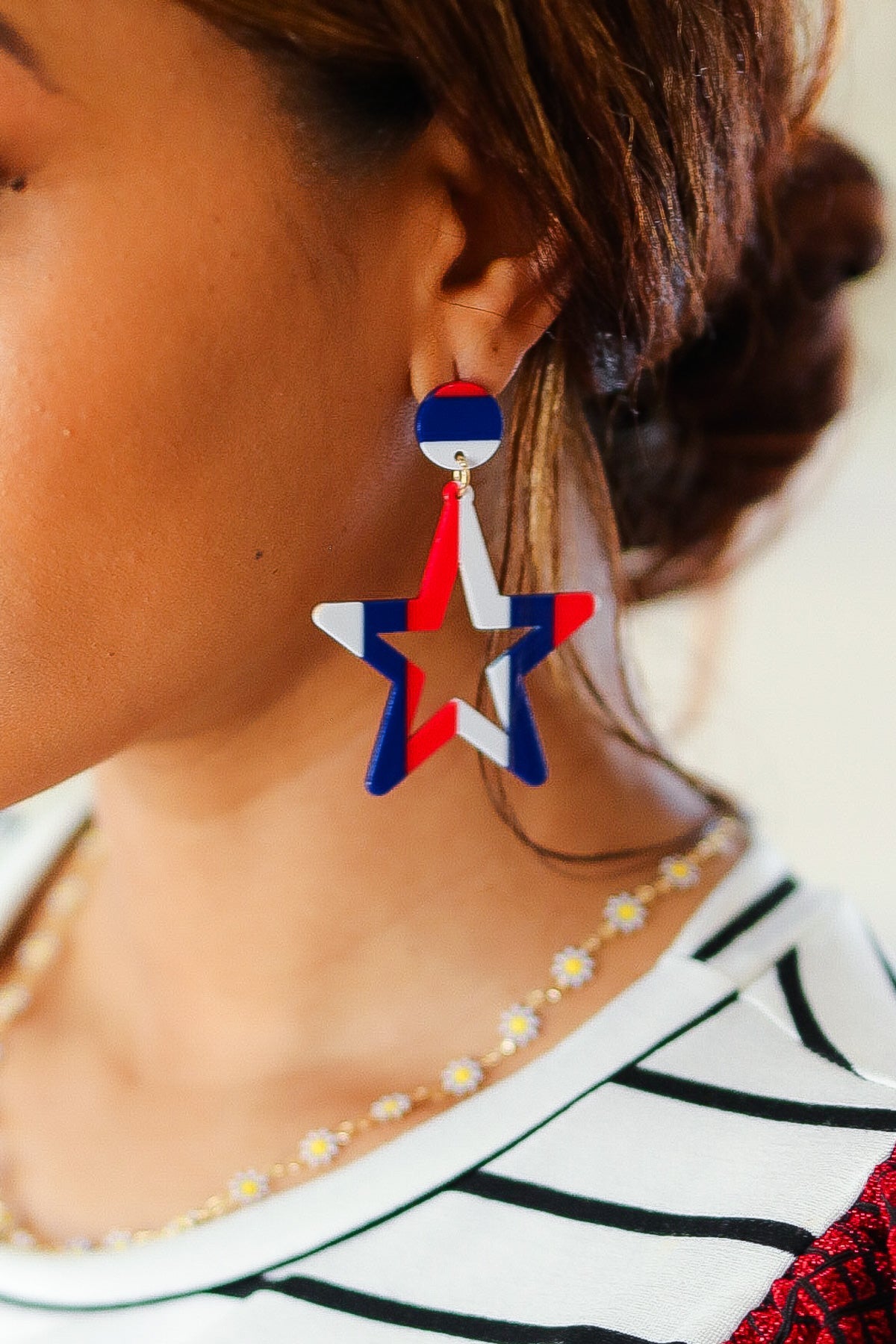 Explore More Collection - Americana Holiday Star Dangle Earrings